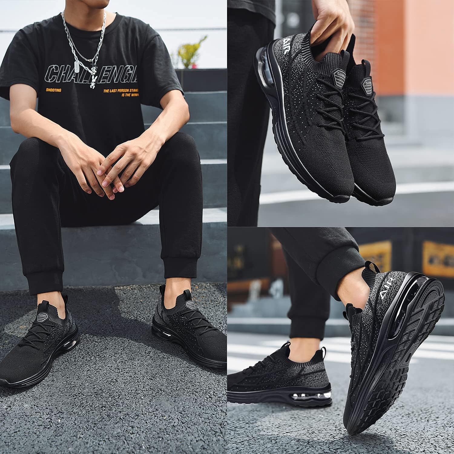 IIV Mens Air Running Shoes Casual Tennis Walking Athletic Gym Fashion Lightweight Slip On Sneakers