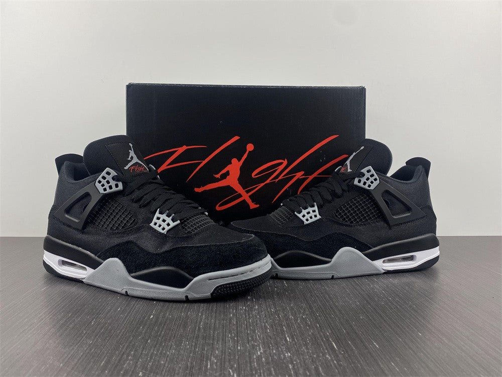 Air Jordan 4 Retro  Black Canvas