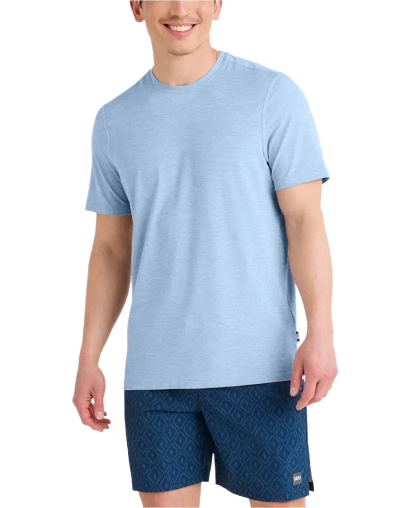 MEN'S SAXX DROPTEMP ® ALL DAY COOLING UPF PERFORMANCE TEE | BEL AIR BLUE HEATHER