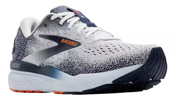 MEN'S BROOKS GHOST 16 | WHITE / PEACOAT / ORANGE