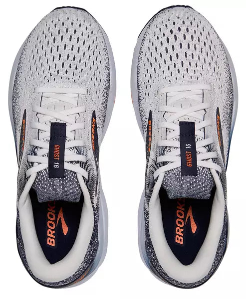 MEN'S BROOKS GHOST 16 | WHITE / PEACOAT / ORANGE