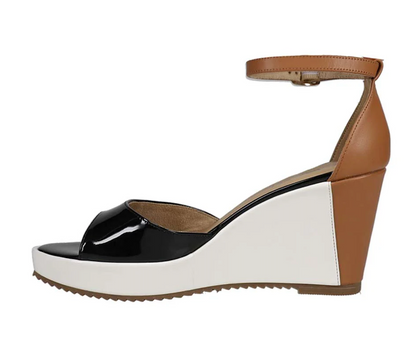 WOMEN'S VANELI LEMY WEDGE | BLACK PATENT COMBO