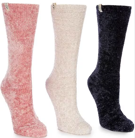 WOMEN'S UGG COZY LEDA SPARKLE SOCKS 3 PACK | CREAM / PINK JADE / MARINER