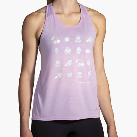 WOMEN'S BROOKS DISTANCE TANK 3.0 | LIGHT ORCHID / RH ICONS