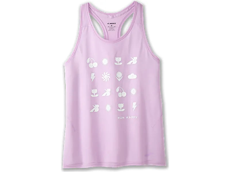WOMEN'S BROOKS DISTANCE TANK 3.0 | LIGHT ORCHID / RH ICONS