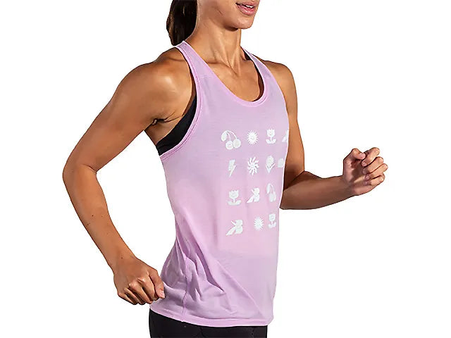 WOMEN'S BROOKS DISTANCE TANK 3.0 | LIGHT ORCHID / RH ICONS