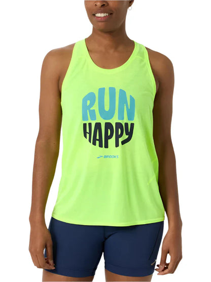 WOMEN'S BROOKS DISTANCE TANK 3.0 | NEO YELLOW / RUN HAPPY