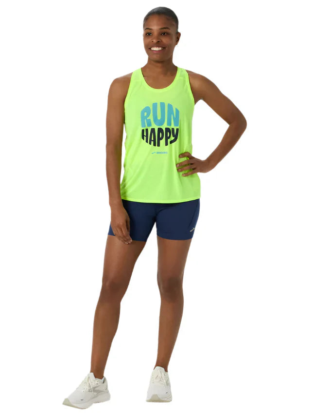 WOMEN'S BROOKS DISTANCE TANK 3.0 | NEO YELLOW / RUN HAPPY