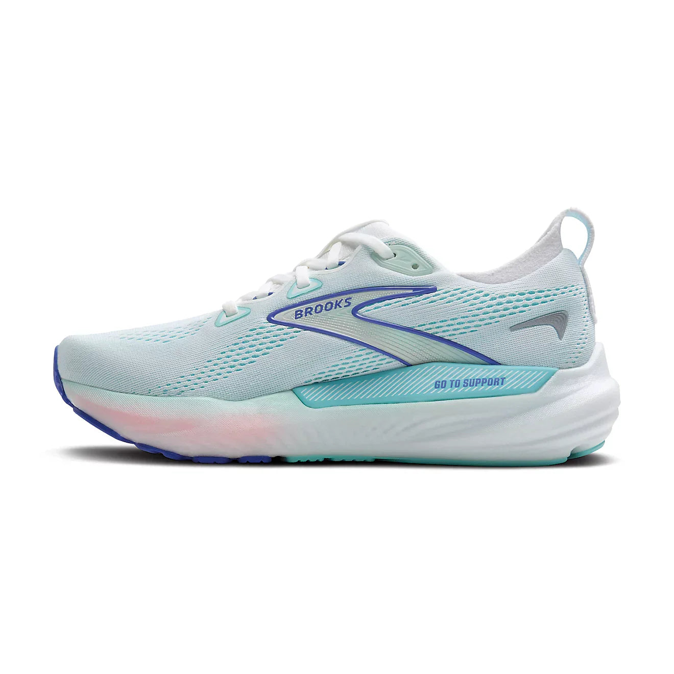 WOMEN'S BROOKS GLYCERIN GTS 22 | WHITE / LIMPET SHELL / AMPARO BLUE
