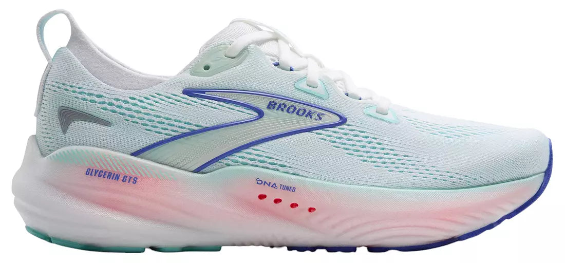 WOMEN'S BROOKS GLYCERIN GTS 22 | WHITE / LIMPET SHELL / AMPARO BLUE