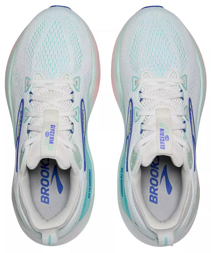 WOMEN'S BROOKS GLYCERIN GTS 22 | WHITE / LIMPET SHELL / AMPARO BLUE