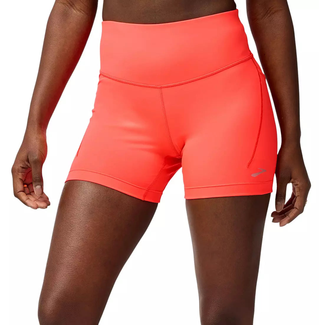 WOMEN'S BROOKS SPARK 5" SHORT TIGHT | NEO CAYENNE