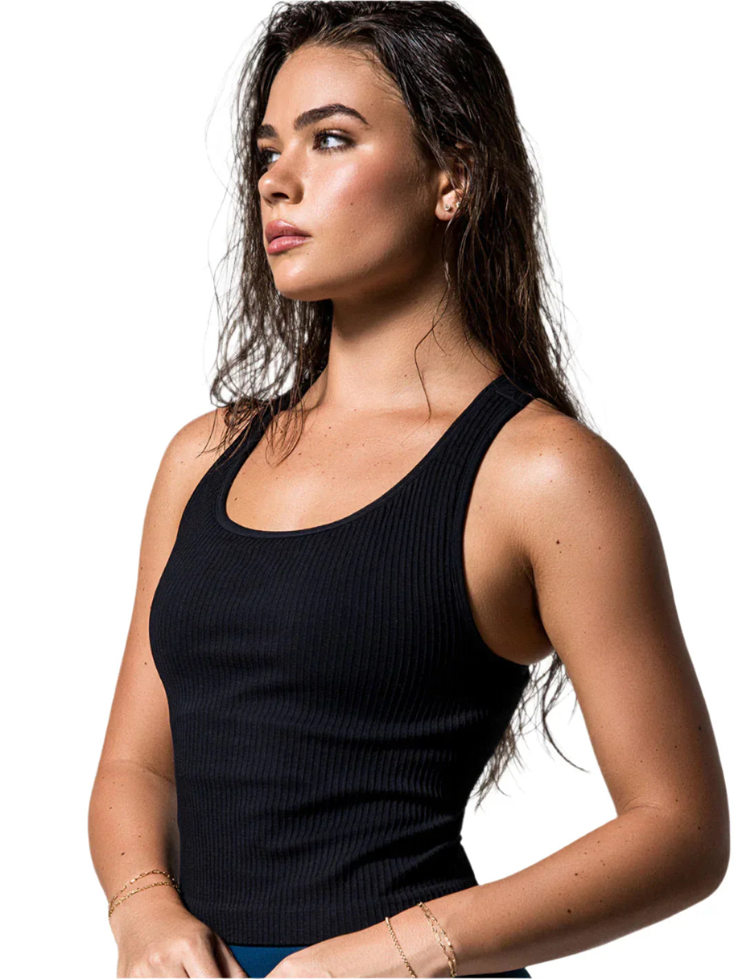 WOMEN'S PB5-STAR RIBBED RACER BACK TANK | BLACK