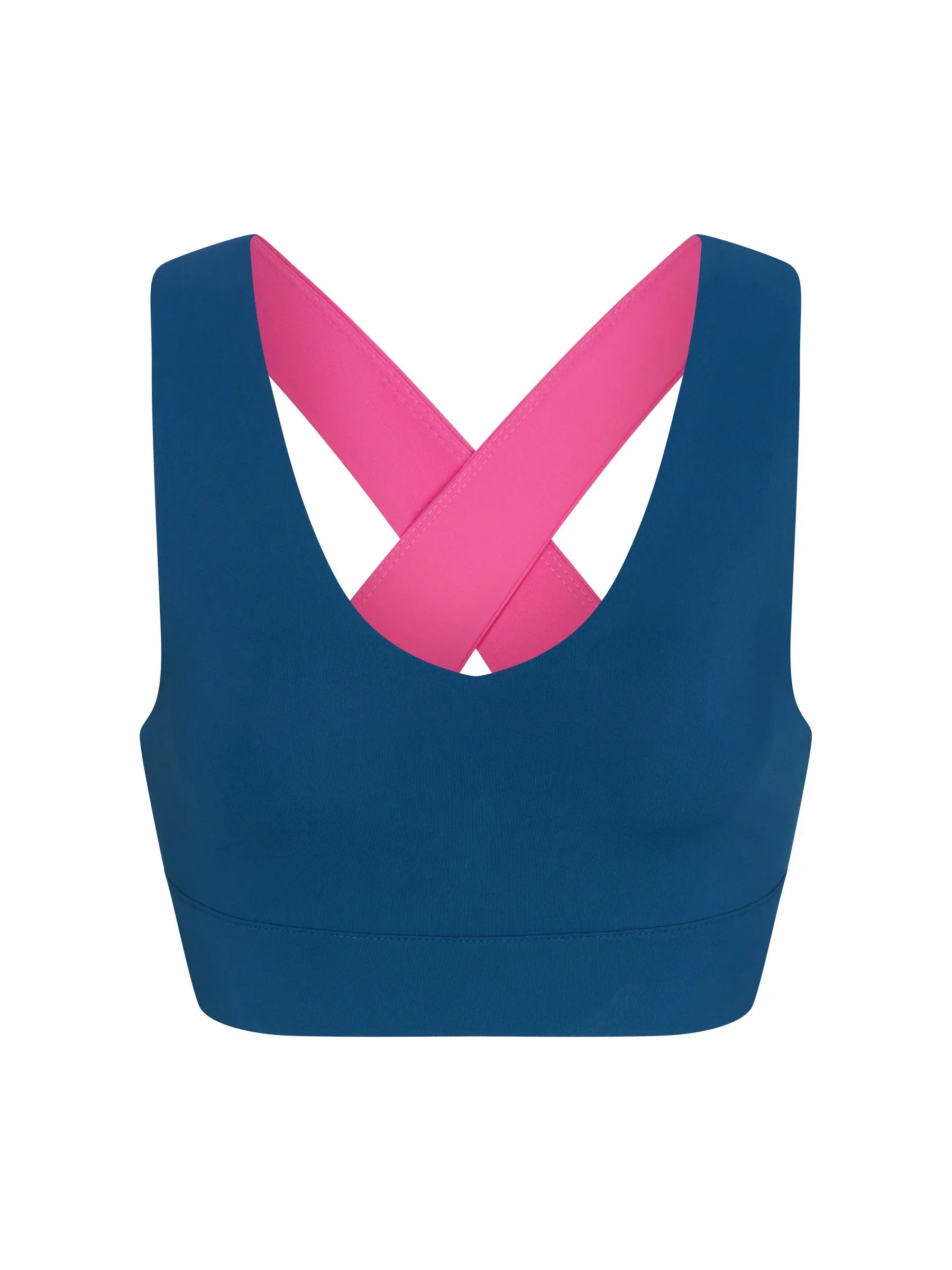 WOMEN'S PB5-STAR X-OVER BACK SPORTS BRA | ASTRAL BLUE / PINK